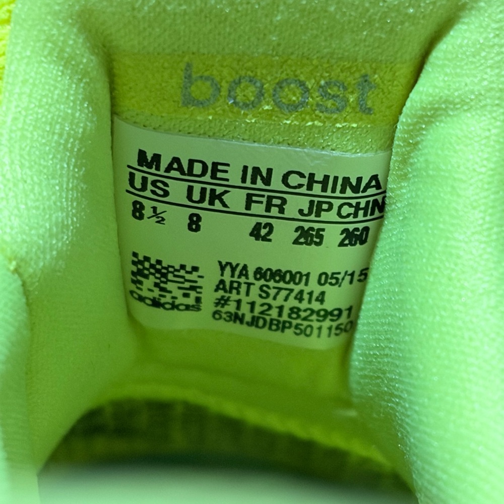 Original 2016 Adidas Ultra Boost 1.0  Solar Yellow - s77414 - Mens size 8.5 - Picture 6 of 7